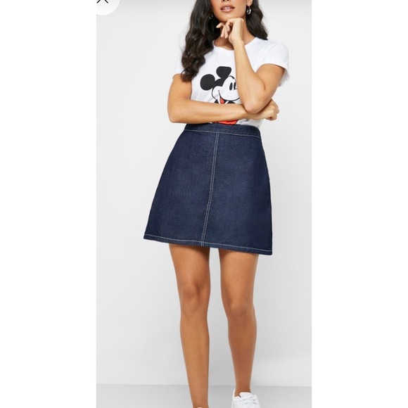 Cotton On Contrast Stitch Denim Classic Skirt Size 6 * wom170 - Picture 2 of 7